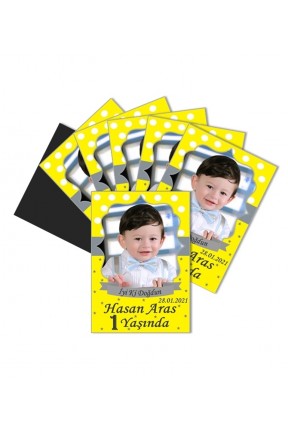 Sarı Gri Temalı Kişiye Özel Doğum Günü Magnet Hediye Sarı Gri Temalı Kişiye Özel Doğum Günü Magnet Hediye