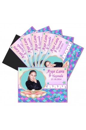 Deniz Kızı Temalı Kişiye Özel Doğum Günü Magnet Hediye 