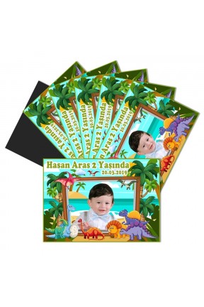 Dinozor Temalı Kişiye Özel Doğum Günü Magnet Hediye