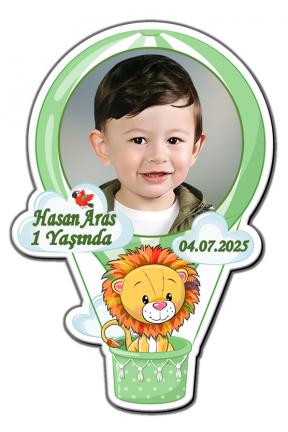 Balon Şeklinde Safari Fotoğraflı Kişiye Özel Doğum Günü Magnet 8x11cm Hediye 