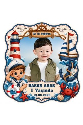 Denizci Temalı Şekilli Kesim Fotoğraflı Kişiye Özel Doğum Günü Magnet 8x8cm Hediye Denizci Temalı Şekilli Kesim Fotoğraflı Kişiye Özel Doğum Günü Magnet 8x8cm Hediye