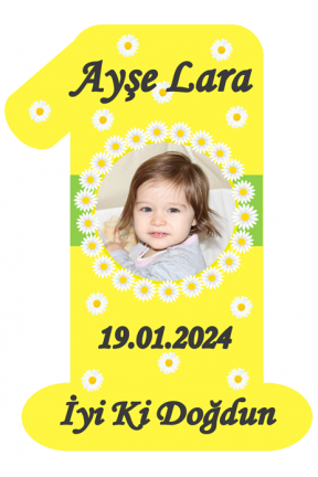 1 Şeklinde Papatya Temalı Kişiye Özel Doğum Günü Magnet Hediye 1 Şeklinde Papatya Temalı Kişiye Özel Doğum Günü Magnet Hediye