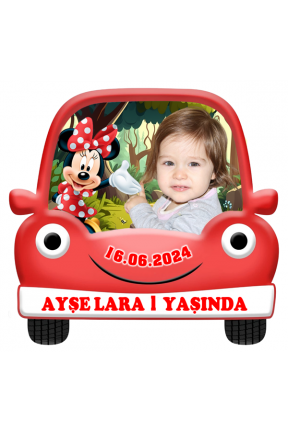 Kırmızı Minnie Mouse Temalı Kişiye Özel Magnet Hediye 