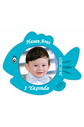 Balık Şeklinde Fotoğraflı Kişiye Özel Doğum Günü Magnet 8,5x11cm Hediye 