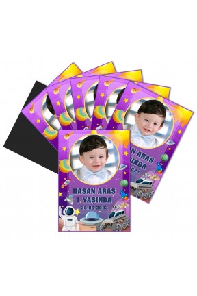 Uzay Temalı Kişiye Özel Doğum Günü Magnet Hediye 2