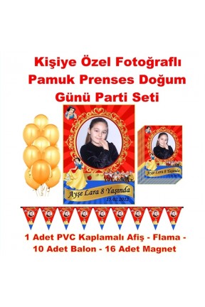 Pamuk Prenses Temalı Doğum Günü Kişiye Özel Parti Seti Hediye