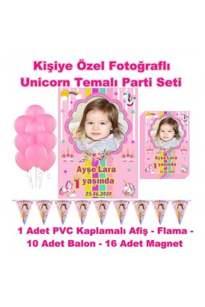 Unicorn Temalı Doğum Günü Kişiye Özel Parti Seti Hediye