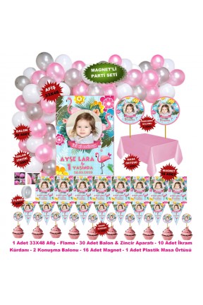 Flamingo Temalı Kişiye Özel Parti Seti Hediye