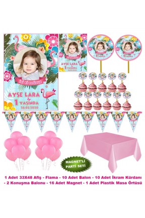 Flamingo Temalı Kişiye Özel Parti Seti Hediye