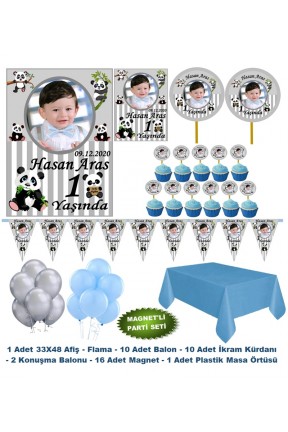 Panda Temalı Kişiye Özel Parti Seti Hediye